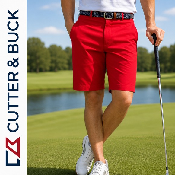 Cutter & Buck Other - Cutter & Buck Shorts Mens 36 Red CB DryTec Golf Performance Stretch Flat Summer
